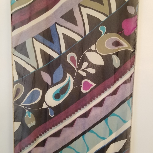 #1069 NWOT Paisley Aztec Pattern 59" x 10" Scarf - Picture 4 of 5